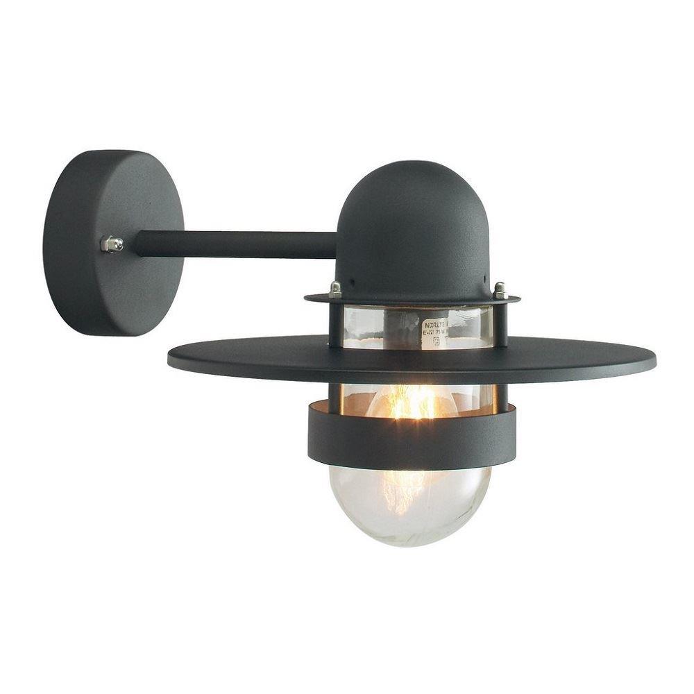 Image of Norlys BERGEN-BLACK-C Bergen 1 Light Wall Lantern Light In Black With Clear Glass