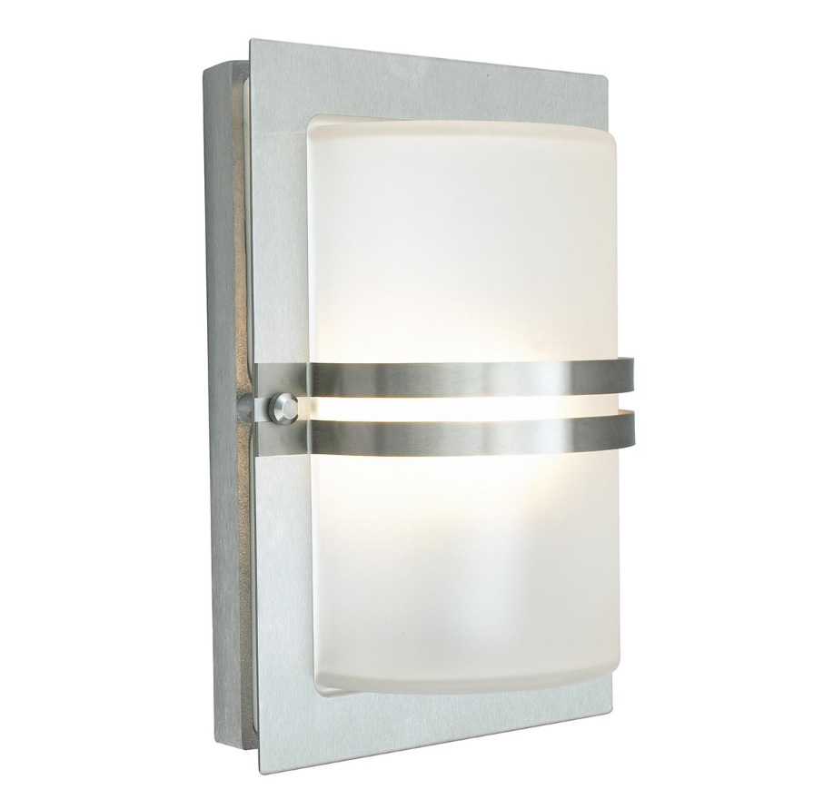 Image of Norlys Basel Wall Light Stainless Steel with Frosted Glass