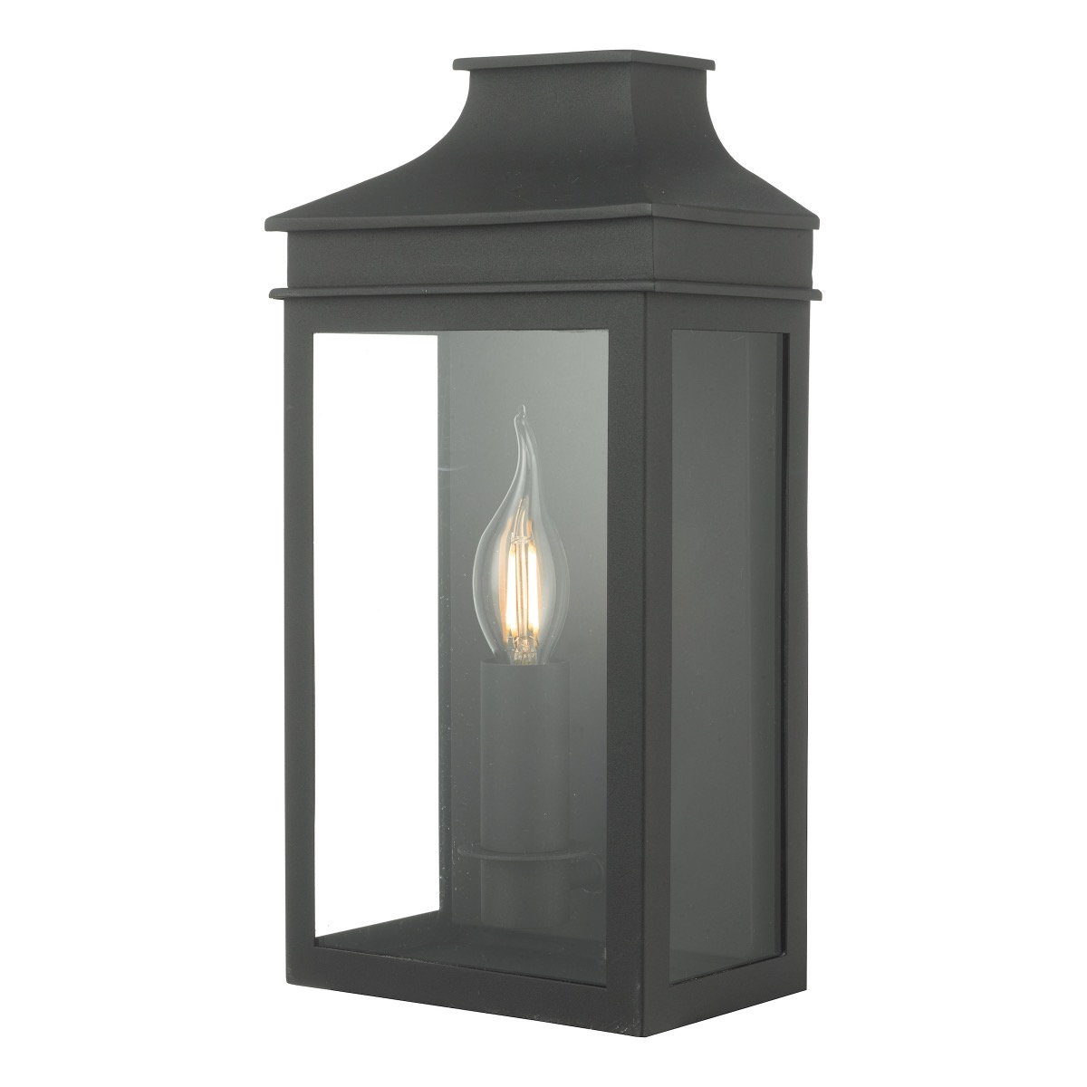 Dar VAP5222 Vapour 1 Light Outdoor Wall Light In Black And Glass