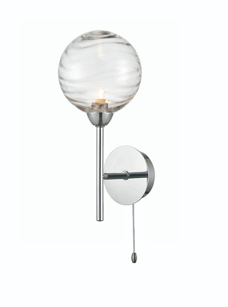 Globe Bathroom Wall  Light In Chrome  Finish With Clear Glass Shade IP44 W137